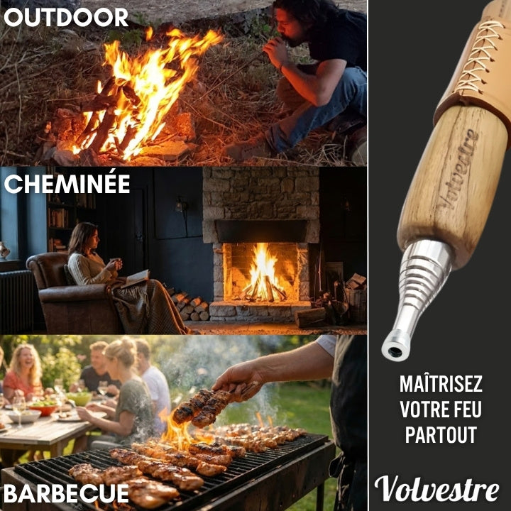 Bouffadou télescopique Volvestre pour feu de camp, barbecue et cheminée
